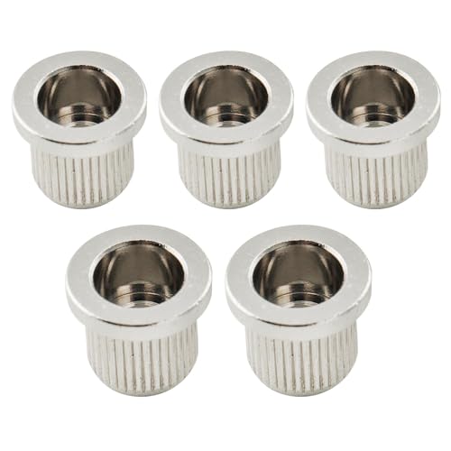 Musiclily Ultra 3/8 Inch Brass G-TLB-2 Style String Ferrules Through Body Rear Mount Bushings for Electric Bass Chrome (Set of 5)