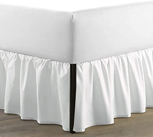 SKY-BEDDINGS-Bed-Skirt-King-Size-Ruffled-Bed-Skirt-with-Split-Corners-King-16-Inch-Drop-Dust-Ruffle-Bed-Skirt-with-Platform-Three-Sided-Coverage-100-Microfiber-Bed-Skirt-White SKY BEDDINGS Bed Skirt King Size Ruffled Bed Skirt with Split Corners King 16 Inch Drop Dust Ruffle Bed Skirt with Platform Three Sided Coverage 100 Microfiber Bed Skirt White