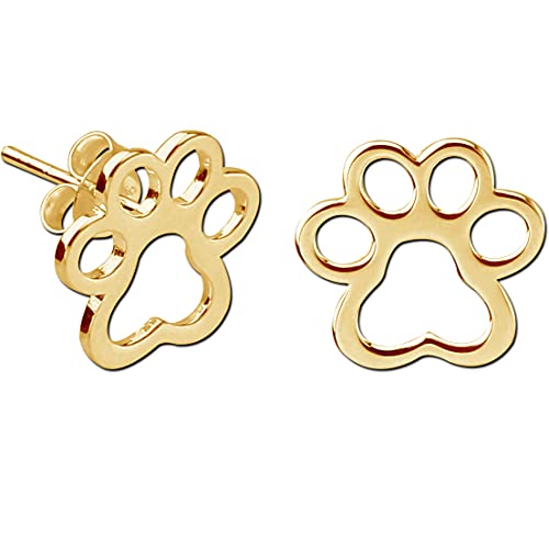 Sterling Silver Paw Print Stud Earrings