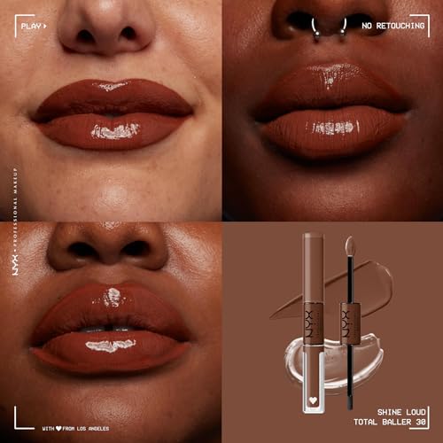 NYX Professional Makeup Lip Gloss, High Pigment, Long Lasting Lip Shine, No Transfer, Shine Loud, 30 Total Baller - Image 4