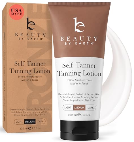 Beauty by Earth Self Tanner - USA Made with Natural & Organic Ingredients, Moisturizing Self Tanning...