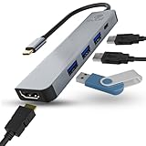 Hub Adaptador Multiportas 5 Em 1 USB Alimentação Tipo C Para HDMI 4K Full HD | USB 3.0 E USB 2.0 Compatíveis com Macbook Pro, Ipad Laptop, Notebook, Apple iPhone, HP, Dell, Lenovo | GUDZ