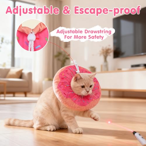 Image of BEAUTYZOO Cat Cone Collars Soft, Cat Recovery E Collars After Surgery to Stop Licking, Adjustable Elizabeth Circle Collar Cute Pet Donut Pillow for Cats Kitten Small Dogs, Pink M