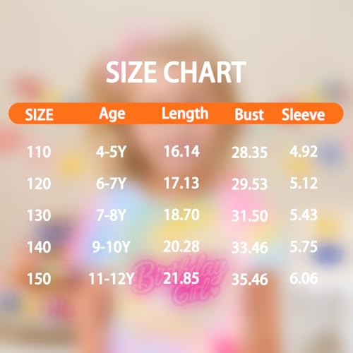 Image of Birthday Girl Shirt 5-12 Year Kids Birthday Party Shirt Doll Themed Letter Girl Short Sleeve Tee Top