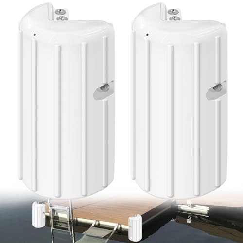 Dock Bumpers Dock Corner bumpers fender for Dock Inflatable Marine Corner Dock Protection (2-Pack) | 8 x 16 Heavy-Duty UV Resistant PVC | Protects Boats & Docks from Collision Damage White