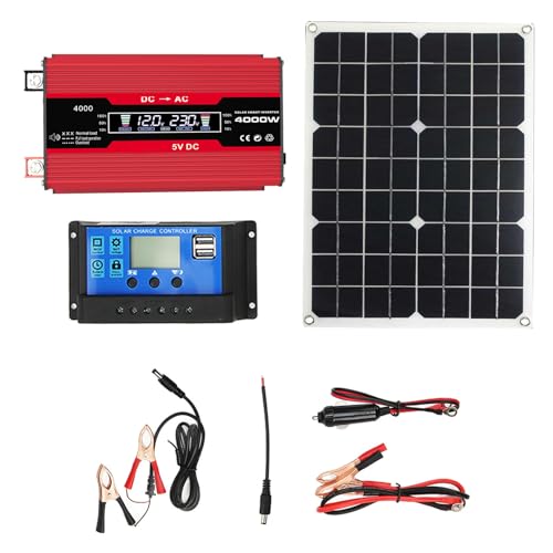 Kit de de Generación de Energía Solar Inteligente 300W 12V a 110V Inversor Dual USB 20W LCD Controlador de Carga Solar...