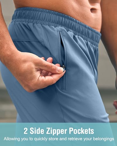 Image of G Gradual Men's Athletic Running Shorts with Zipper Pockets Quick Dry 7 inch / 5 inch / 9 inch Workout Gym Shorts for Basketball Hiking