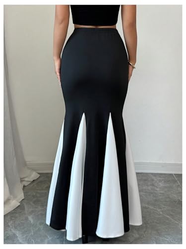 Floerns Women's Elegant Fishtail Skirt Ruffle Elastic Waist Bodycon Maxi Skirts3