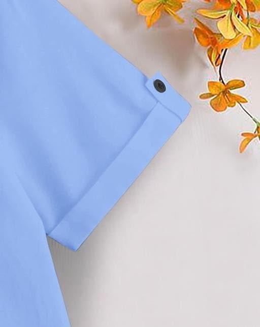 Image of Kids Shirt Cotton Blend Solid Short Sleeve Shirt for Boys | Comfortable & Breathable Casual