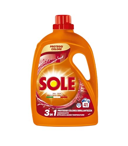 Sole Detersivo Lavatrice Proteggi colore 41 Lavaggi, Formula igienizzante, Detersivo Lavatrice Liquido Proteggi colore, rimuove le macchie a basse temperature