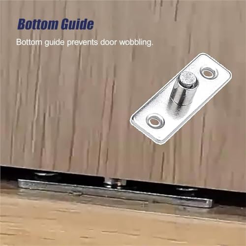 Kit de herrajes y riel de puerta corrediza doble para clóset, para paneles de madera de 3/4" a 9/10" de grosor, riel de aluminio con guía de piso anti-vibración (plata, 2.2 pies/26 pulgadas) miniatura 5