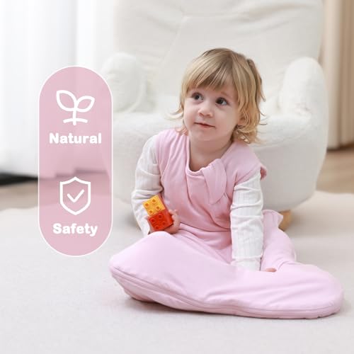 Image of Mosebears Unisex Rayon Made from Bamboo Sleep Sack with 2-Way Zipper,2.5 Tog Baby Winter Sleep Sack (Blush,0-6 Months)
