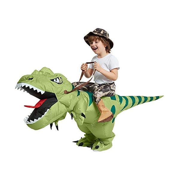 One casa inflatable dinosaur costume riding t rex air blow up funny fancy dress party halloween costume for kids - image 5
