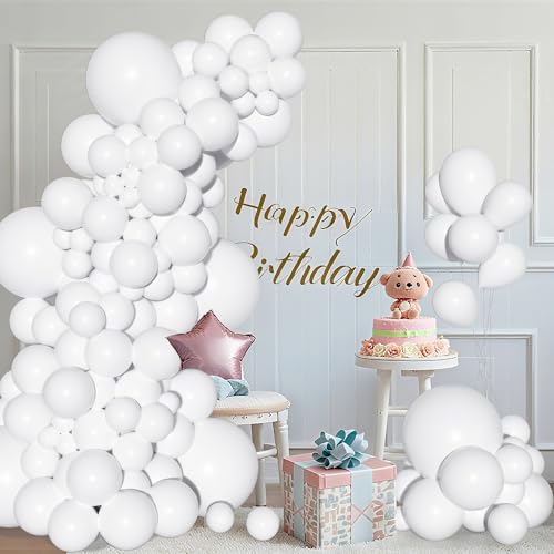 Image of Ouddy Party 129Pcs Matte White Balloon Arch Garland Kit in 18 12 10 5 Inch