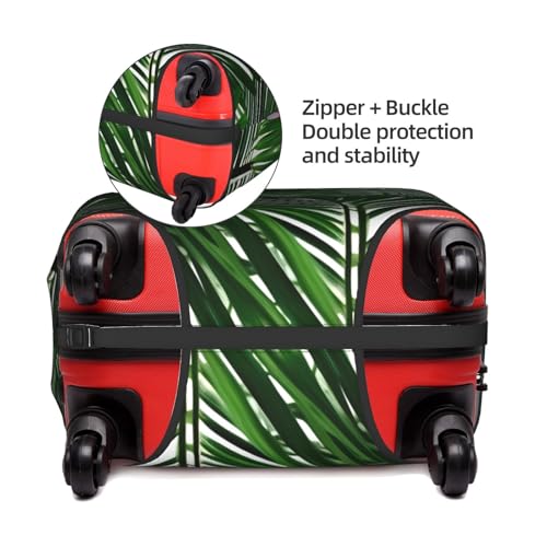 Cute Green Palm Leaves Tsa Approved Luggage Cover For 18-32 Inch Suitcases Scratch-Resistant Stretch Luggage Cover4