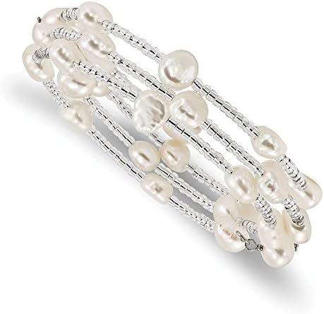 Sonia Jewels 7-8mm White Baroque Freshwater Cultured Pearl and Glass Beads Wrap Bracelet