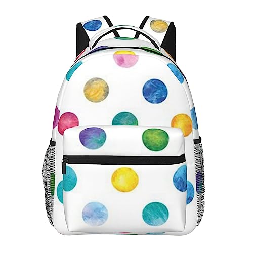 Sac à dos d'écolier léger avec fermeture éclair fluide motif pois bleus