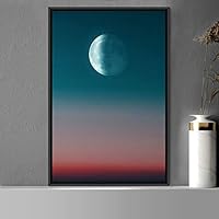 Framed Canvas Wall Art Moon Astronomy & Space Bedroom Colorful Contemporary Moon Multicolor Photography - 16x24 inches