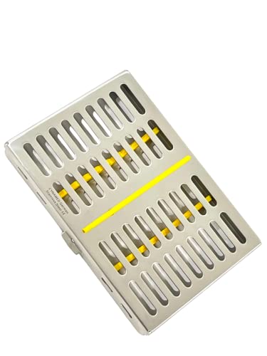 Instruments Sterilization Box Cassette with Removable Silicone Slots (Yellow) Size 7