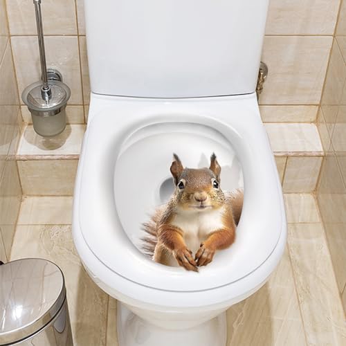 Ipewoef US-XH-0127 1Pcs 3D Cartoon Squirrel Toilet Sticker Creative Squirrel Toilet Lid Decal Funny Toilet Seat Lid Sticker Novelty Toilet Seat Decals Waterproof Self-Adhesive Toilet Seat Stickers Toilet Lid Stickers thumb #4
