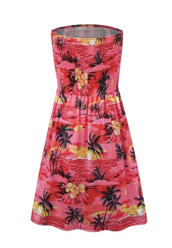 Image of Zyyfly Summer Strapless Dress for Women Tube Top Sundress Casual Beach Cover Ups