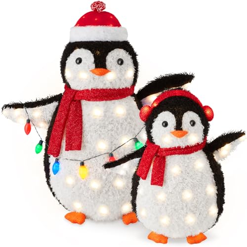 Best Choice Products 5Ft Lighted Penguin Family, 210 LED Lights,