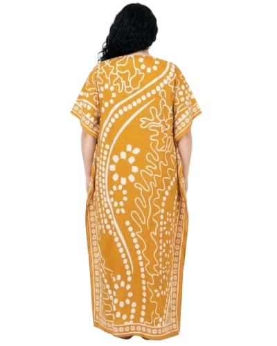 Image of Oussum Plus Size Kaftan Dresses for Women, Polyester Summer Caftan Cover Up Maxi Beach Dress, 1X-3X