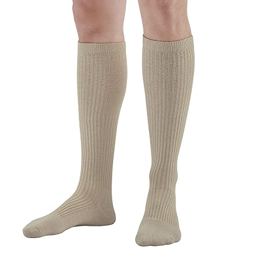 Ames Walker AW Men's Casual 15-20 mmHg Moderate Compression Knee High Socks Tan Medium