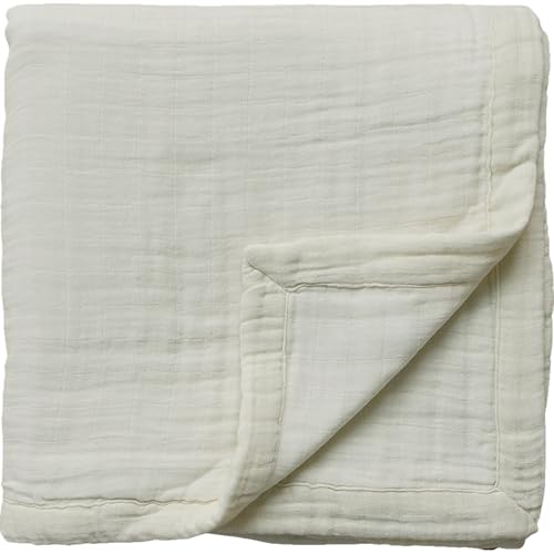 Image of Mebie Baby Muslin Quilt, Cream, 100% Cotton Blanket for Girls and Boys, Newborns, Babies, Toddlers, Soft Swaddle, 47 inchx47 inch