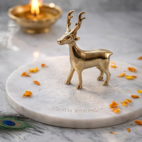 Image of Vastu Remedy Deer Idol for Energy, Stamina & Team Harmony | Pure Brass Decorative Showpiece for Home & Office | West-North-West Placement Brass Animal Figurine