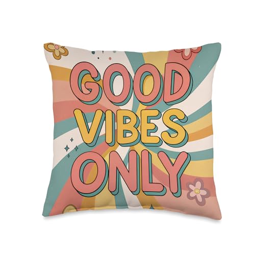 Good Vibes Only Groovy Retro Vintage Boho Happy Positive Throw