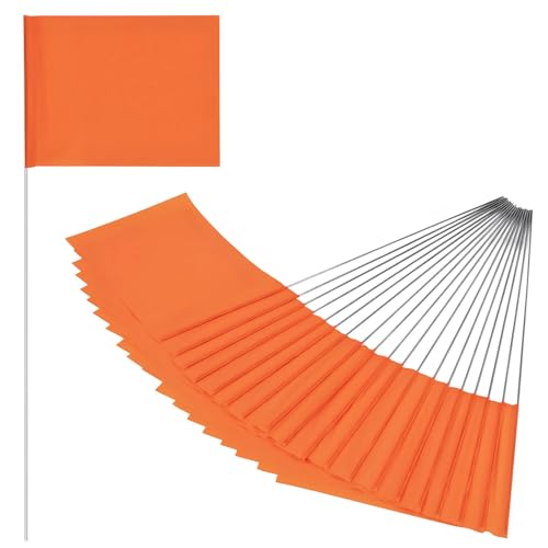 20Pack Orange Marking Flags Writable | 15x4x5 Inch PVC Small Lawn Marking Flags Yard Flags for Garden Survey Irrigation Yard Marking and Dog Training (Orange 20Pcs)
