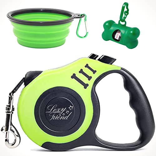 LexyFriend Kit Guinzaglio per Cani Taglia Piccola e media | Guinzaglio per cani 5 metri | Guinzaglio retrattile con Ciotola Viaggio e Porta sacchetti