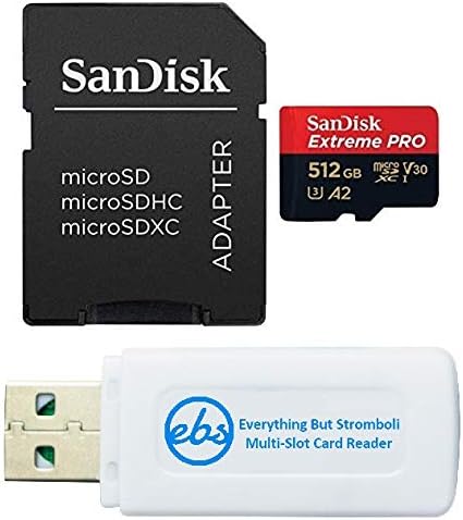 SanDisk 512GB Extreme Pro Class 10 Micro SD Card for Samsung Phone Works with Galaxy Note 20 Ultra 5G, Note20 Ultra, Note 10+, Note10 Plus 5G Bundle with 1 Everything But Stromboli Memory Card Reader