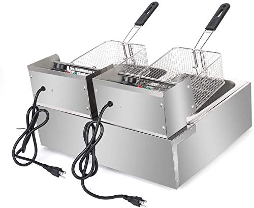 5000W Commercial Deep Fryer, 12L Electric Dual Tank Deep Fryer #TOP5