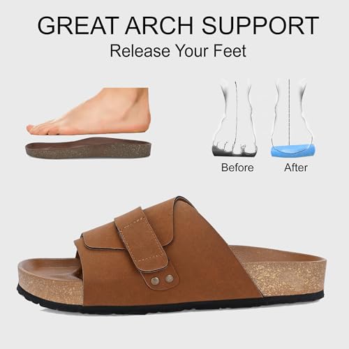 Image of Centrino Mens Cushion Sliders /Slippers| | Open Toe Design |Berkin-Style Slip-On Sandals | Lightweight & Comfortable | Arch Support | On-Grip Sole | Casual Outdoor Wear (6865)