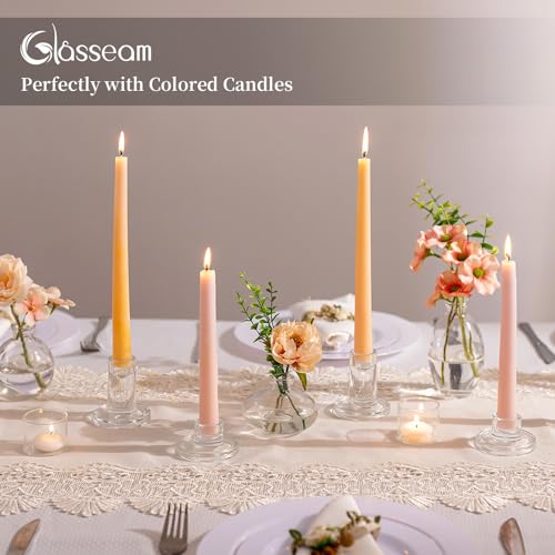 Glasseam Kerzenhalter Stabkerze Kerzenständer Glas: 12er Set Kerzenständer Stabkerzen Klein Stabkerzenhalter für Tisch Hochzeit Klar Kerzenhalter für Stabkerzen Weihnachten Geburtstag Deko