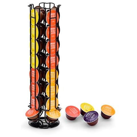 SYSYLY Kapselhalter, Kapselspender für 32 Dolce Gusto Kapseln, Kapselständer zur Aufbewahrung von Kaffeekapseln, rutschfeste Basis,Drehbarer, Schwarz Cover