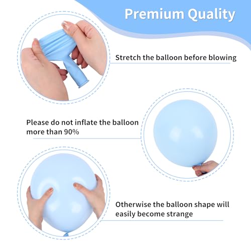 Image of RUBFAC Dusty Blue and White Balloons, Party Balloons for Birthday Baby Blue Clear Balloon 12 Inch, Wedding Baby Shower Gender Reveal Decorations, 65pcs