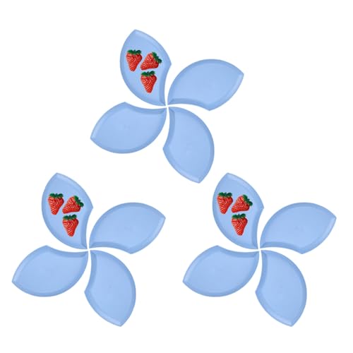 Image of Wheat Straw Unbreakable Appetizer Dessert Plates, Children's and Adult Cake Plate, Lightweight Small Petal-Shaped Plates for Snacks, Reusable Dipping Sauce Bowls. (Nordic Blue, Pack of 12)