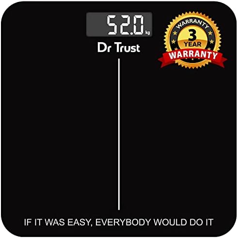 Dr Trust USA Inspire Digital Electronic Weight Machine, CE approved with 3 Years Warranty, For Human Body 180Kg Capacity, Tempered Glass, LCD Display Personal Weighing Scale - 523