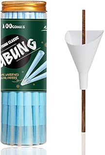 UBUNG | 100 Pack | King Size Blue Pre Rolled Cones Classic 108 mm Cones Rolling Papers with Tips | Includes 1 Set of Packaging Tool and 2 Clear Doob Tubes