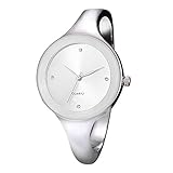 Material: Acero inoxidable LILICAT Relojes de Pulsera de Cuarzo analógicos Mujeres de Acero Inoxidable del Reloj de muñeca (Blanco)