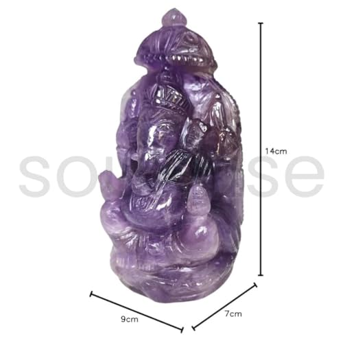 Image of Soulwise Amethyst ametrine Ganesha 14cm Tall, Healing Crystal for Growth, Abundance and Positivity, Diwali Decor, Diwali Gift