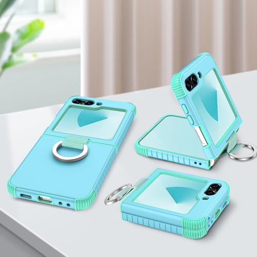 Image of BENTOBEN for Samsung Galaxy Z Flip 6 5G Case with Ring, Heavy Duty 2 in 1 Full Body Rugged Galaxy Z Flip6 Case Girls Women Boy Men Shockproof Protection Cover for Samsung Z Flip 6 6.7 inch,Blue
