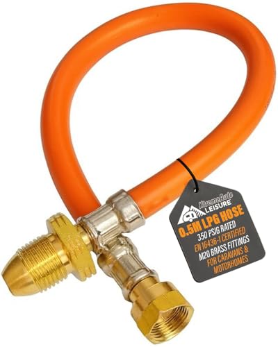 Xtremeauto 0.5M Orange LPG Pigtail Hose Pipe High Pressure Propane Gas Connector for Caravan & Motorhome M20 Fittings EN 16436-1 Certified