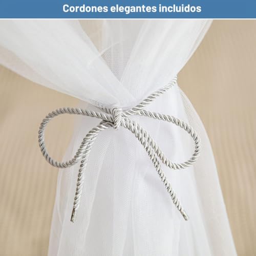 Malla mosquitera para cama doble en color blanco con forma rectangular y 4 aberturas laterales 7