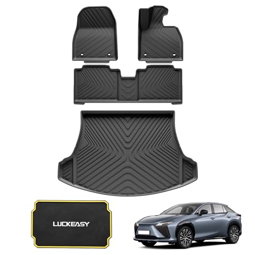 LUCKEASY レクサス 新型 RZ系 専用 フロアマット+セカンドマット+ラゲッジマット Lexus RZ RZ450e XEBM15型 3D立体マット 車種専用設計 カーマット 防水 トランクマット TPE素材 立体構造 滑り防止 耐汚れ カスタムパ