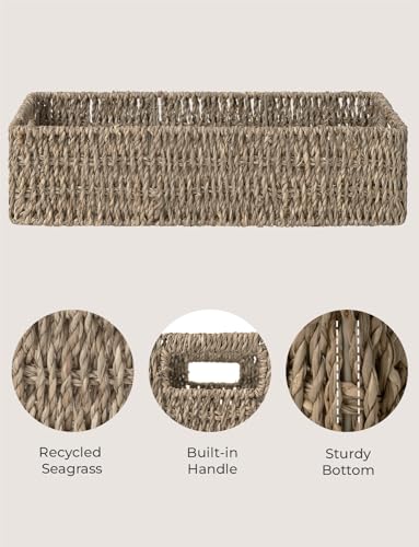 image for StorageWorks Seagrass Baskets with Built-in Handles, Bathroom Decor Bo
