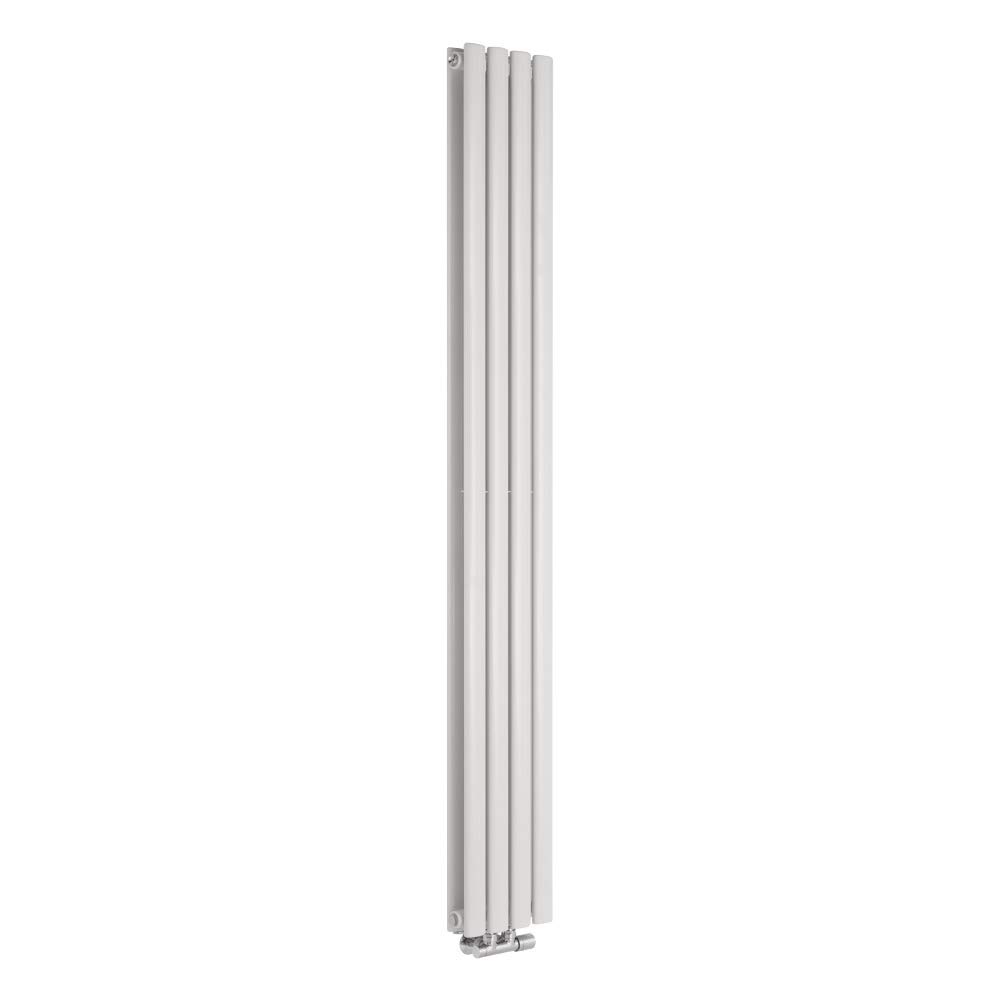 Milano White Aruba Vertical Middle Connection Double Oval Panel Radiator - 1780Mm X 236Mm